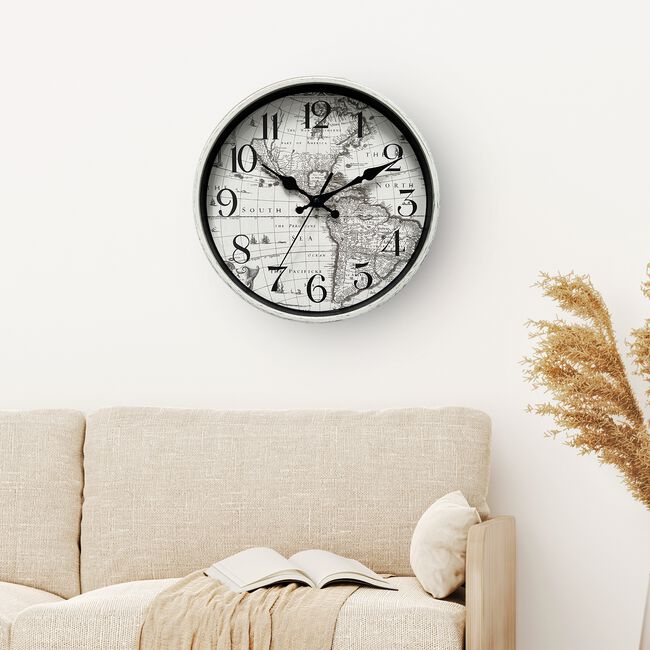 12" Journey's End Antique White Clock